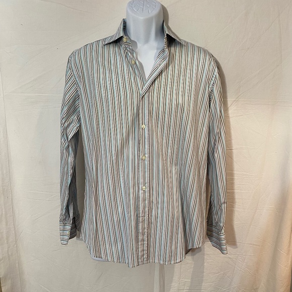 ETRO Men’s Striped Button Down Shirt Sz M or 41 - Picture 1 of 7